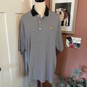Masters Collection Men’s golf Black White Striped Polo cotton L collar Shirt